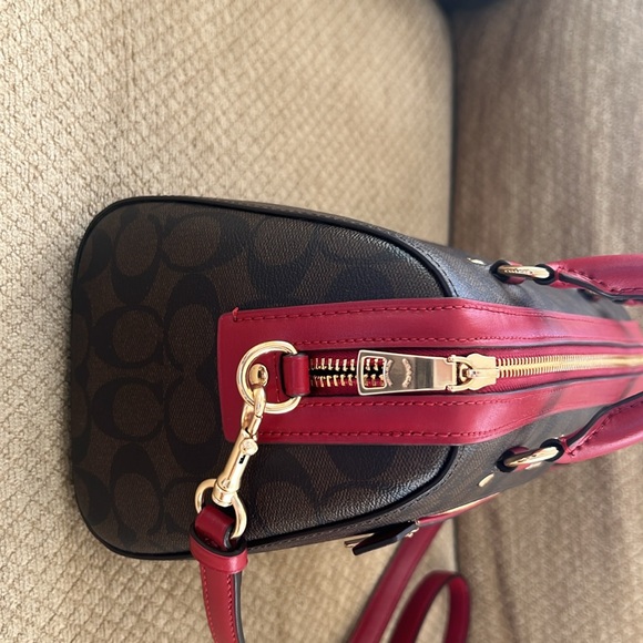 Coach Rowan Brown and Red Satchel New - Picture 5 of 11